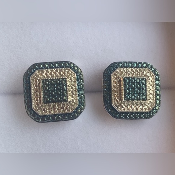 Natural genuine blue Diamond Accented Rhodium Over Brass earrings - Picture 9 of 9